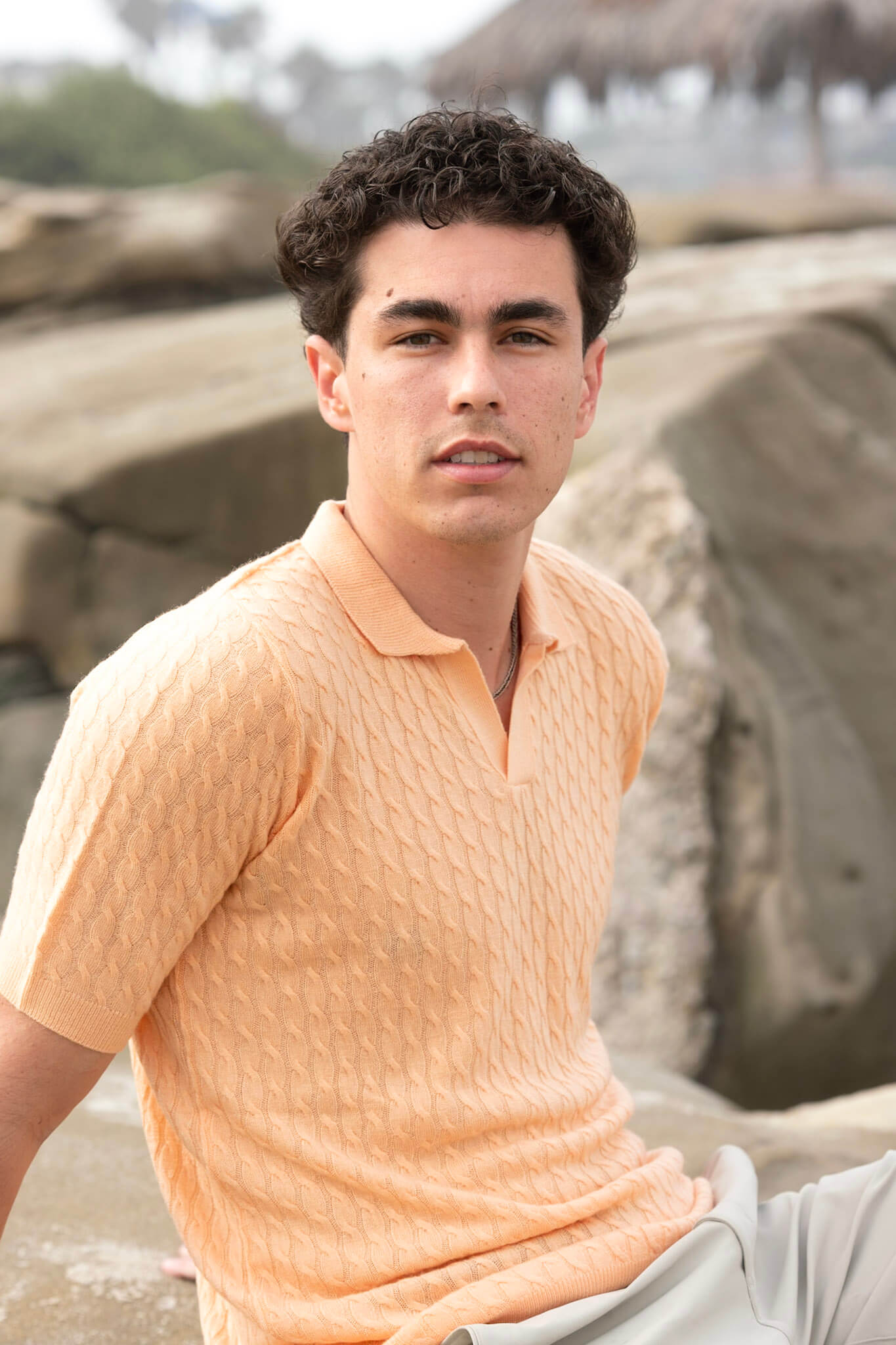 Cashmere Feel Polo Shirt | Orange Creme