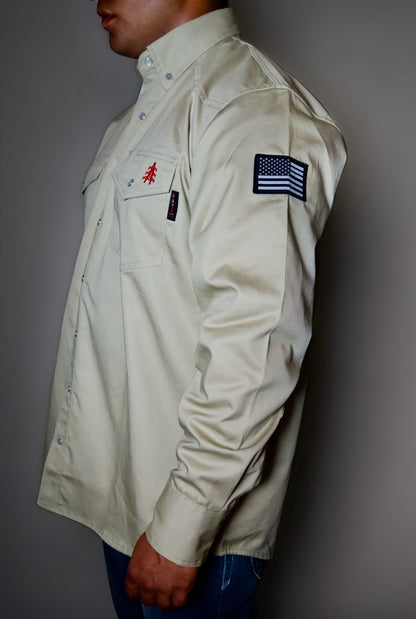 FR Western Style Pearl Snap - Khaki