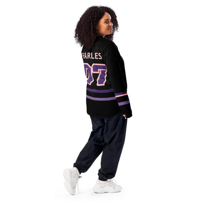 Women’s Black & Purple “Midnight Crew” Recycled Hockey Fan Jersey Premium Moisture-Wicking, Streetwear Style