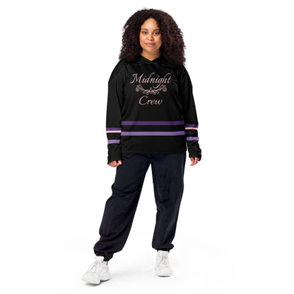 Women’s Black & Purple “Midnight Crew” Recycled Hockey Fan Jersey Premium Moisture-Wicking, Streetwear Style