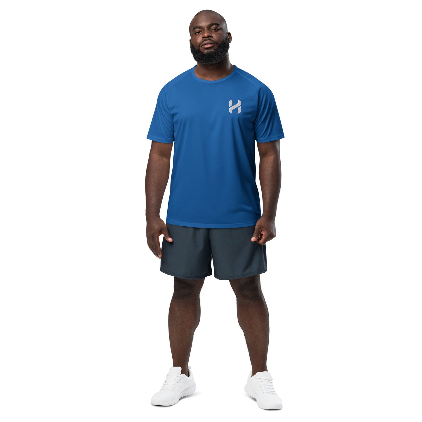 ShopHnH Men’s Performance Jersey – Black Athletic Mesh Workout Shirt | Breathable Polyester Gym & Streetwear Top with 3D Logo